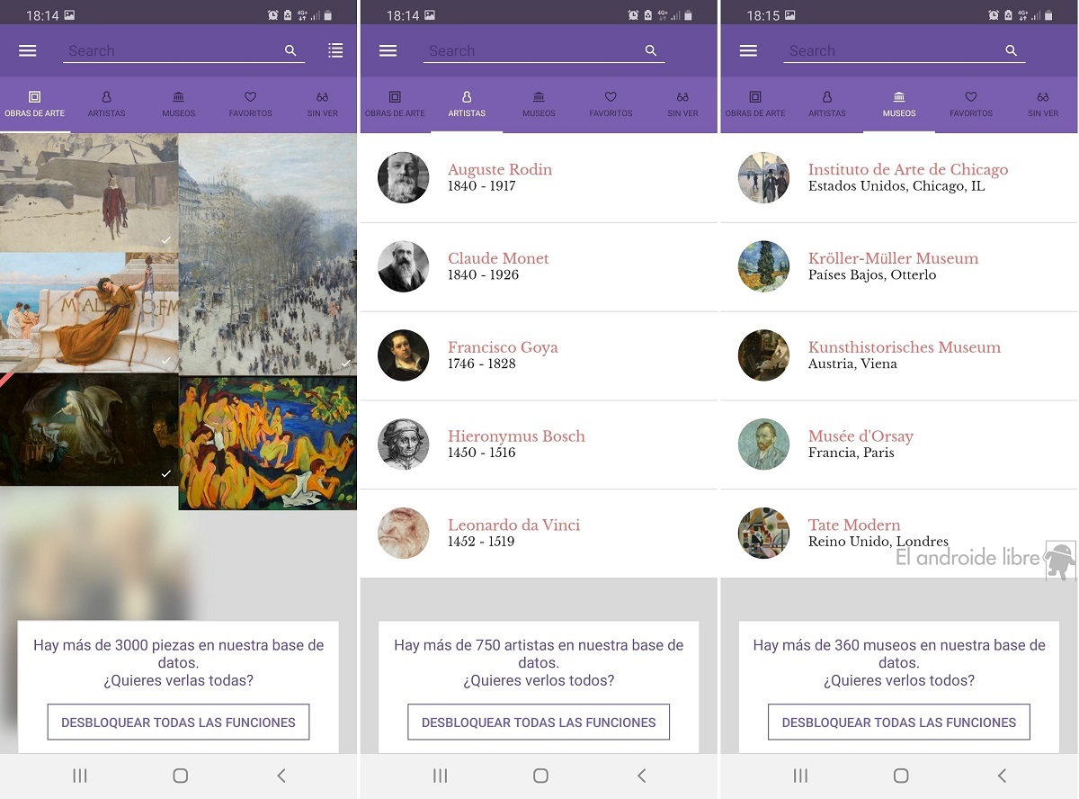Découvrez une œuvre d'art tous les jours sur Android: c'est DailyArt 4 Interface DailyArt