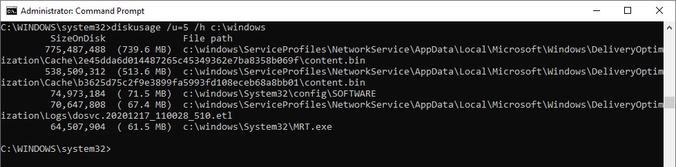 DiskUsage, le nouvel outil pour analyser vos disques sous Windows 10 3 Un autre exemple de DiskUsage