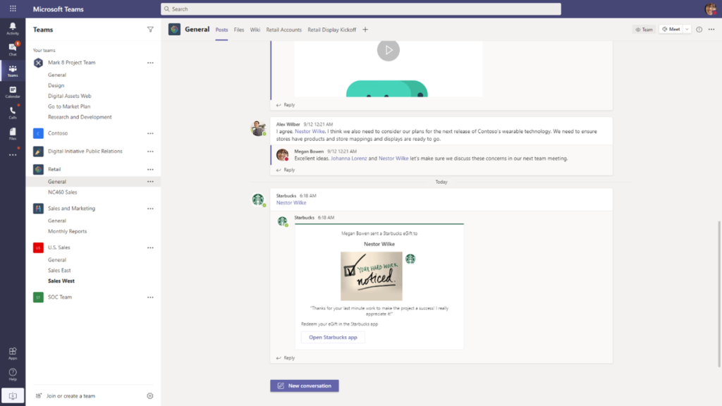 L'application Starbucks arrive dans Microsoft Teams 2 Starbucks dans les équipes