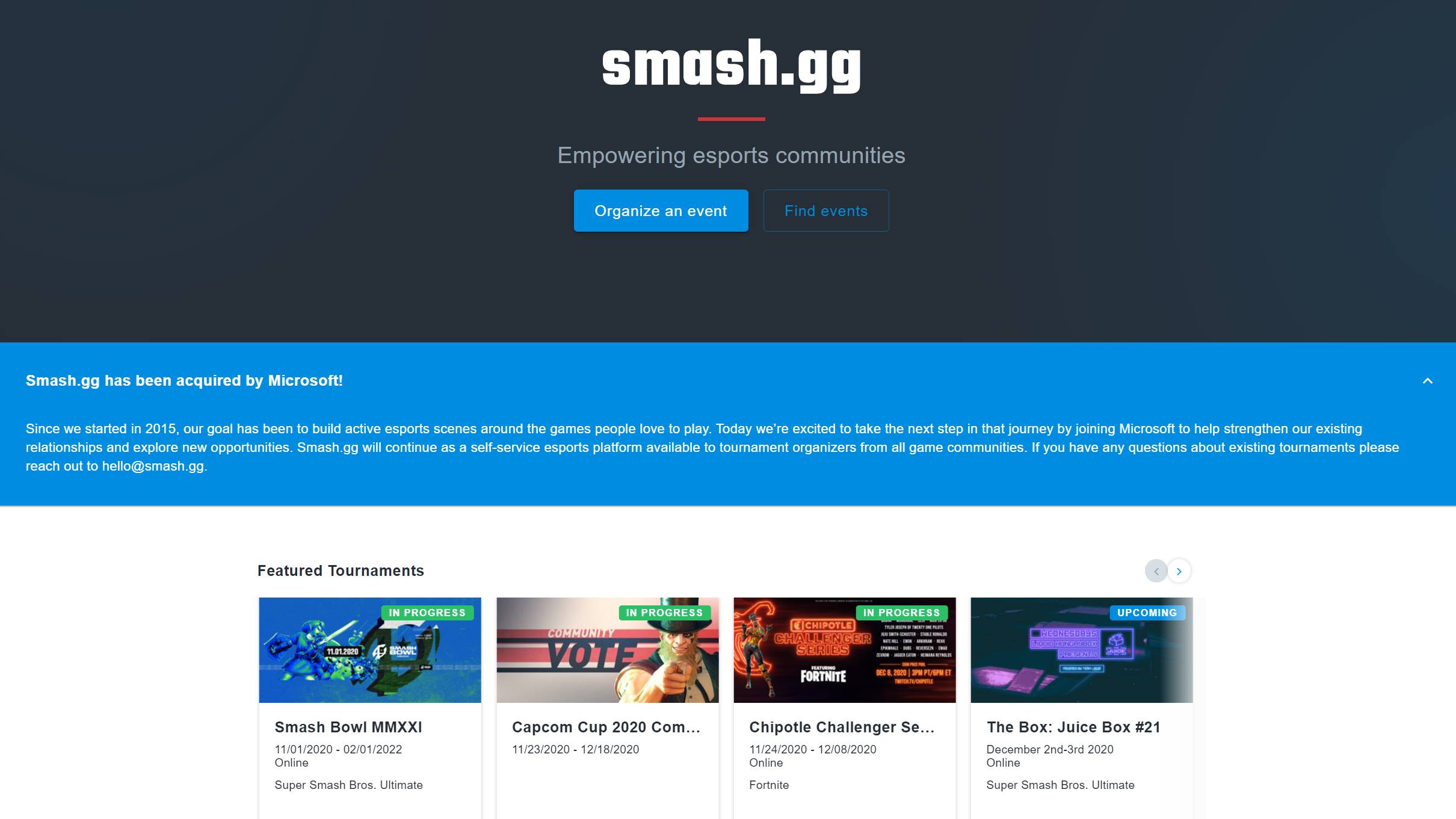 Microsoft acquiert la plateforme E-Sports Smash.GG 2 Smash.GG a été acquis
