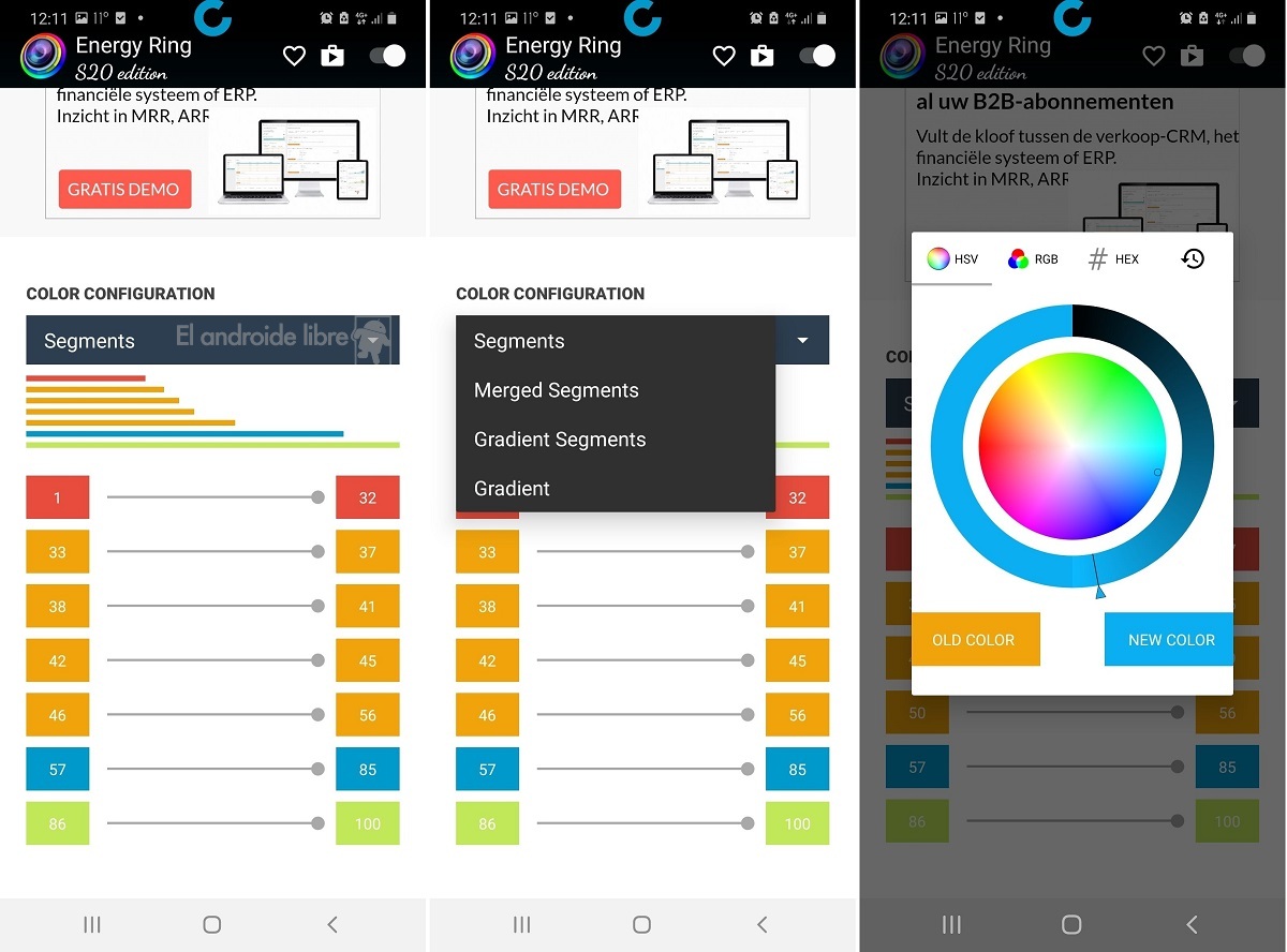 Comment transformer le trou de l'écran du Galaxy S20 en indicateur de batterie 3 Energy Ring Galaxy S20 choisir les couleurs