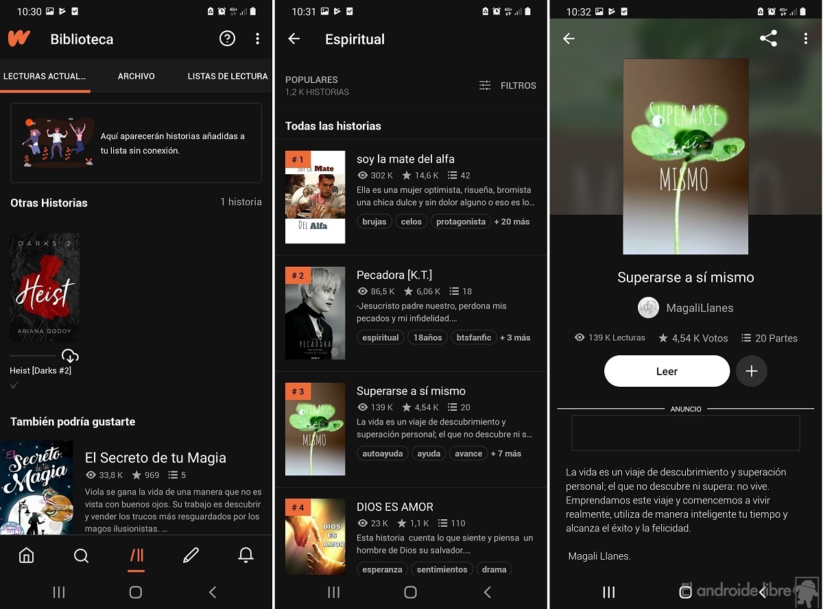 Wattpad: lisez des livres et des histoires de toutes sortes et créez les vôtres 4 Interface Wattpad