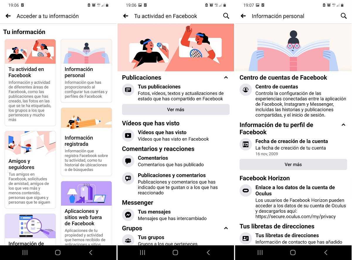 Facebook repense ses paramètres de confidentialité: de nouvelles sections pour accéder à vos données 2 Nouvelle interface de données personnelles Facebook