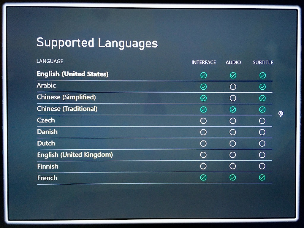 Le Xbox Store affichera mieux le support régional pour les jeux 2 Informations linguistiques sur Xbox