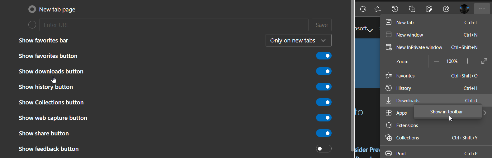 Microsoft Edge lance un nouveau menu flottant pour les téléchargements 4 Les différents boutons disponibles