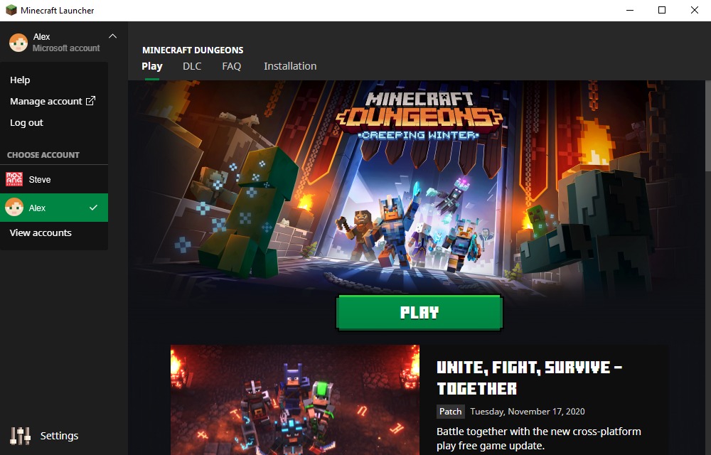 Minecraft unifie le lanceur de ses jeux sous Windows 10 2 Le nouveau lanceur Minecraft