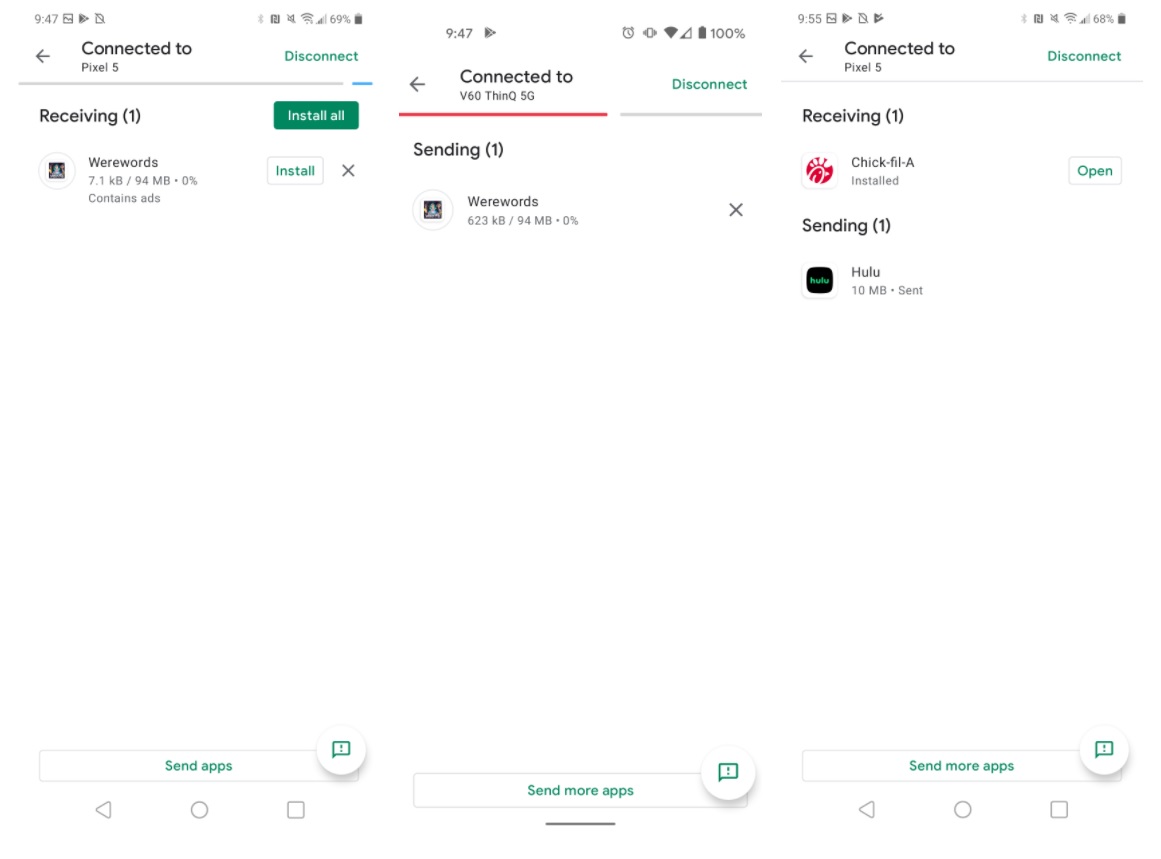 À proximité Partager recevoir des applications