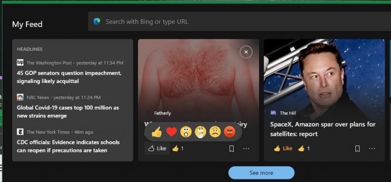 Edge finalise un fil dactualite sur la page Nouvel onglet