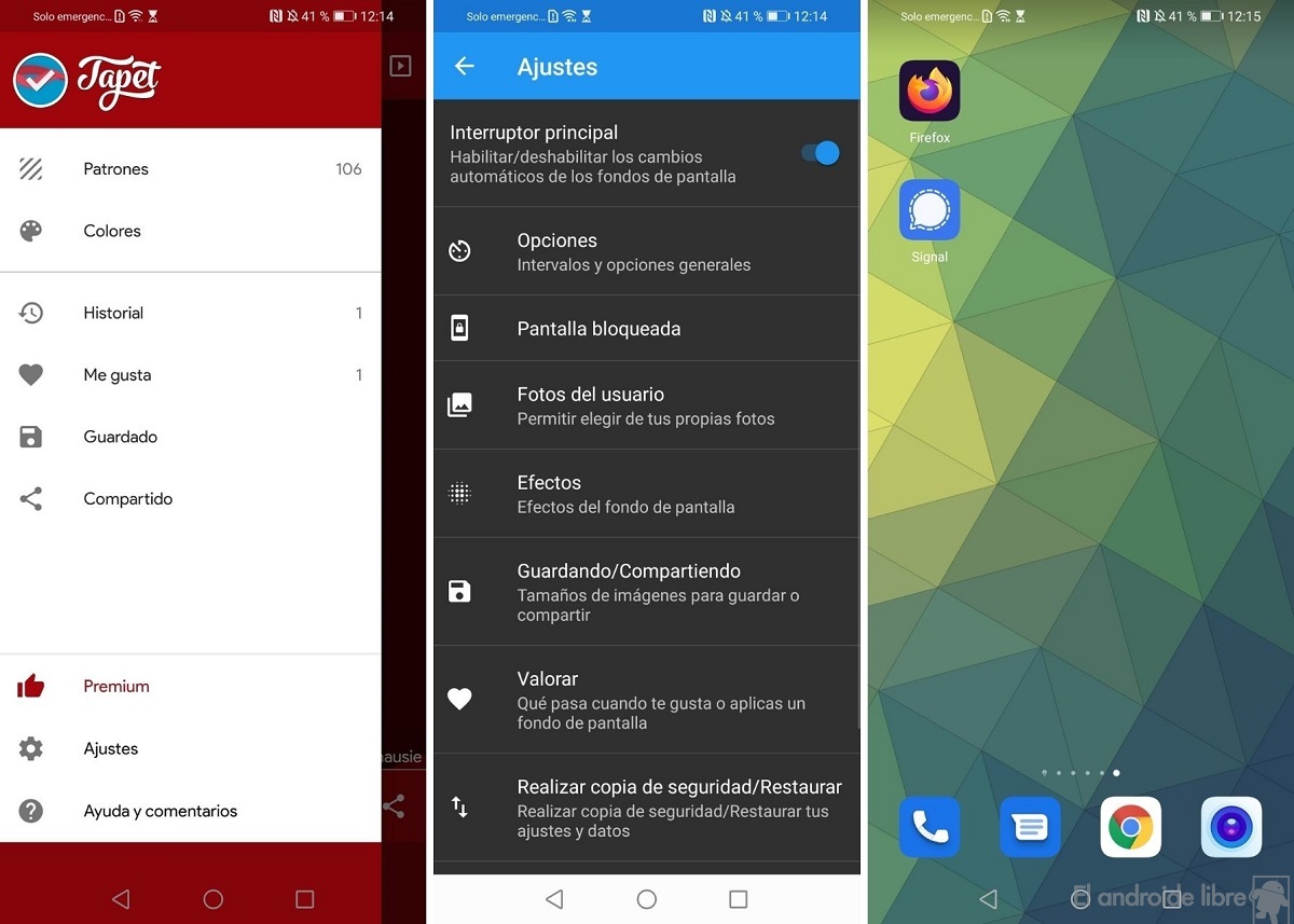 Une application qui génère des fonds d'écran sur votre mobile: Tapet 4 Ajustements de tapet