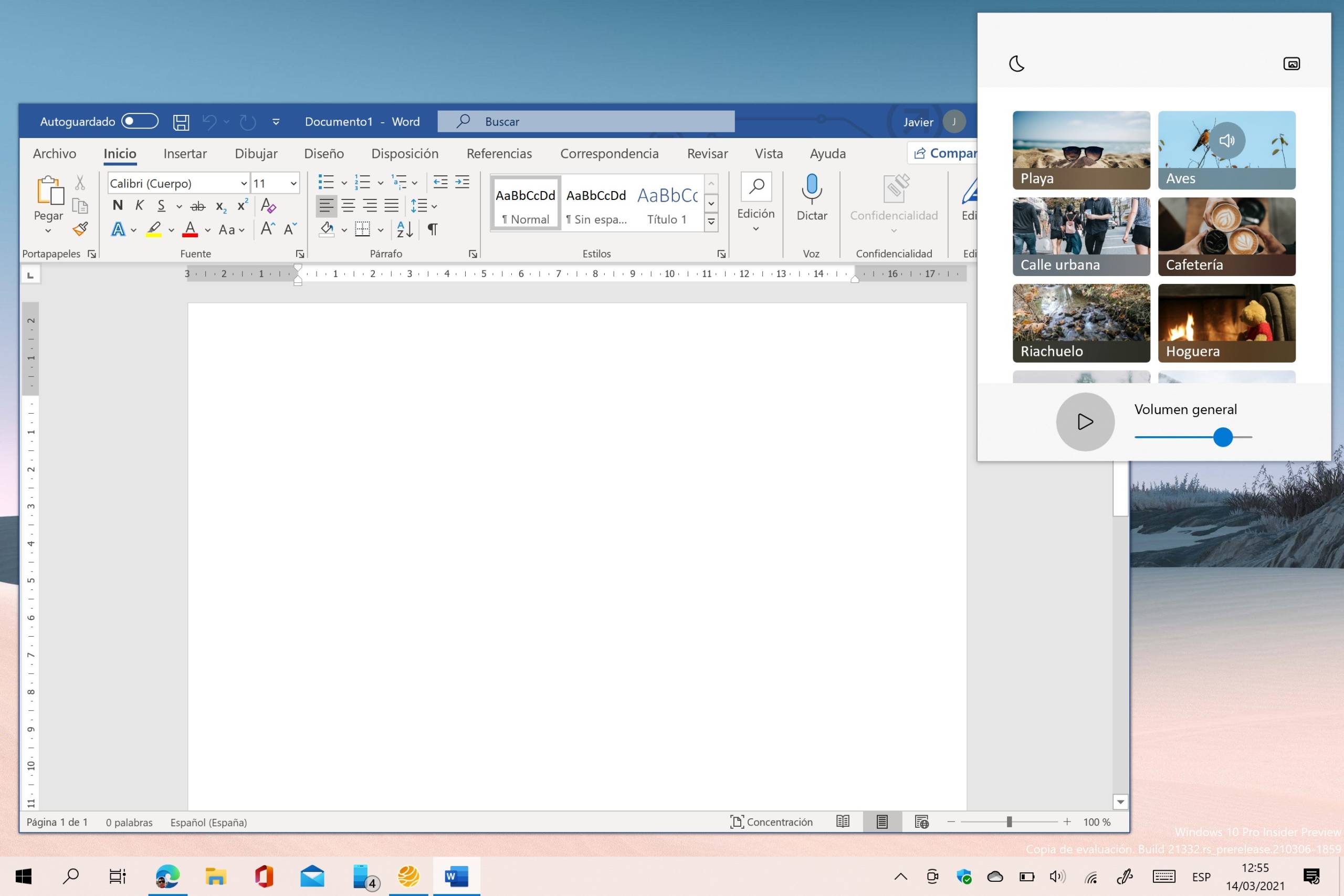 Ambie White Noise Mini Player utilisant Microsoft Word