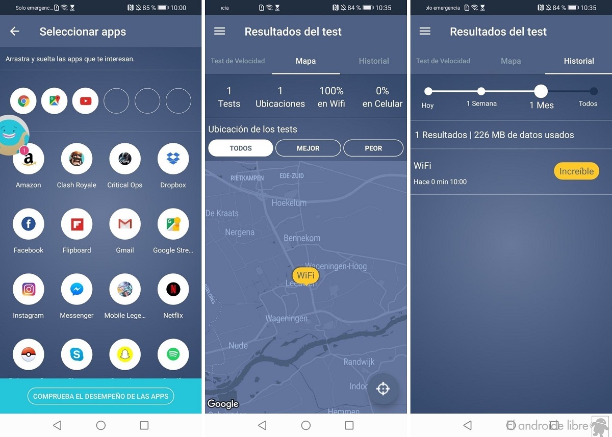 La meilleure application pour mesurer la vitesse de votre connexion Internet sur votre mobile: Meteor 4 Sections de météores