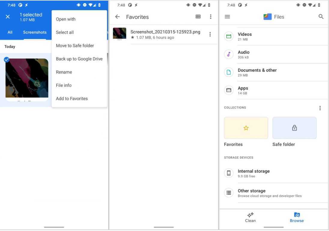 Files by Google met à jour avec un dossier de favoris pour protéger vos fichiers 2 Dossier des favoris Google Files