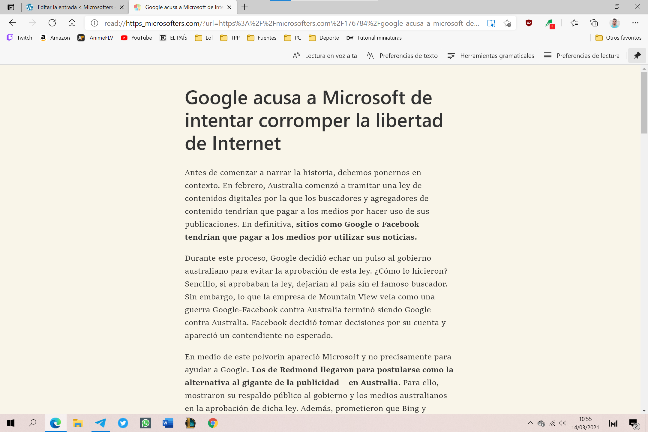 Sept raisons d'oublier Google Chrome et de passer à Microsoft Edge 5 Mode de lecture Microsoft Edge