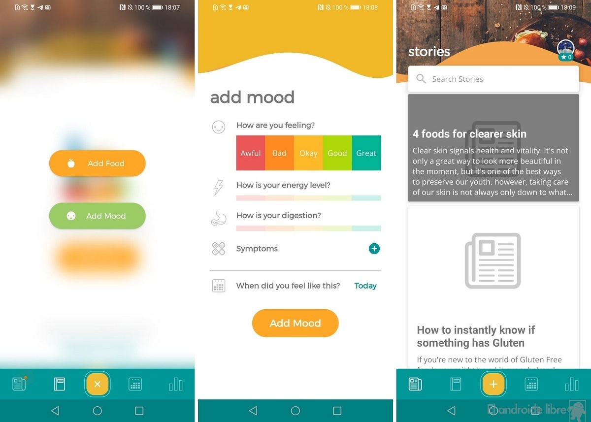 MoodBites: contrôlez ce que vous mangez et comment cela vous affecte avec cette application 4 Interface MoodBites