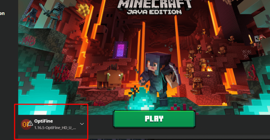 Comment installer des shaders BSL dans Minecraft 3 OptiFine sélectionné dans le lanceur Minecraft.