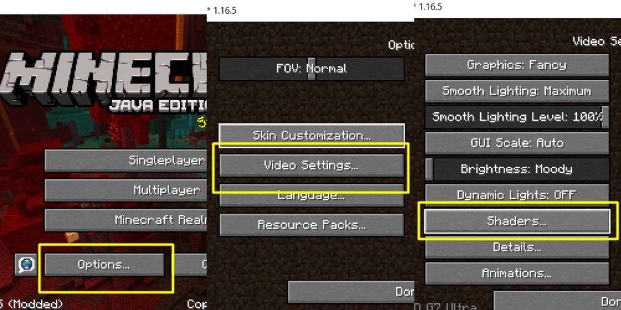 Comment installer des shaders BSL dans Minecraft 4 Comment obtenir le dossier shaderpacks dans Minecraft.