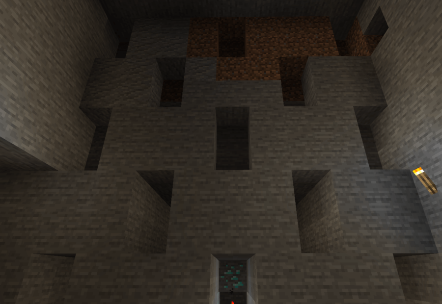 Comment décaper la mine dans Minecraft 4 Une mine en bande de plusieurs couches de haut.