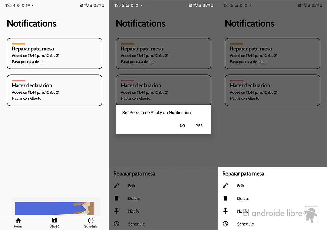 Rappelle-moi sur Android