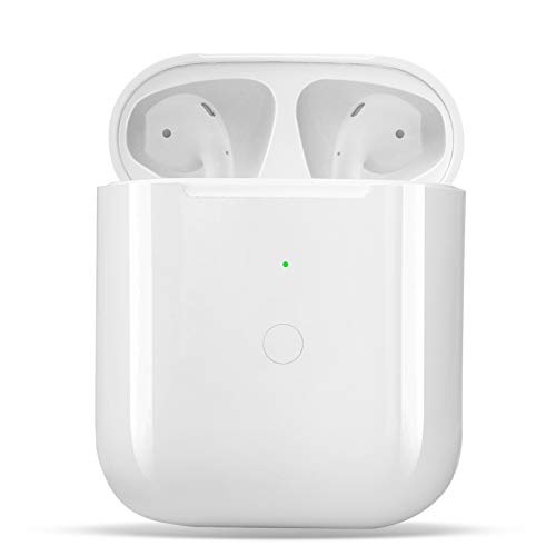 Meilleur étui AirPods pour 2021 6 Remplacement du boîtier de charge sans fil Compatible avec pour Air Pods 1 2, boîtier de chargeur Air Pods avec bouton de synchronisation de couplage Bluetooth, blanc