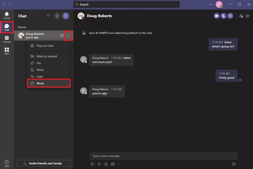 Comment bloquer quelqu'un dans Microsoft Teams (bureau et mobile) 2 Bloquer le contact dans Microsoft Teams