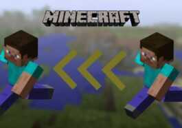 Steve teleporting on the Minecarft title page.