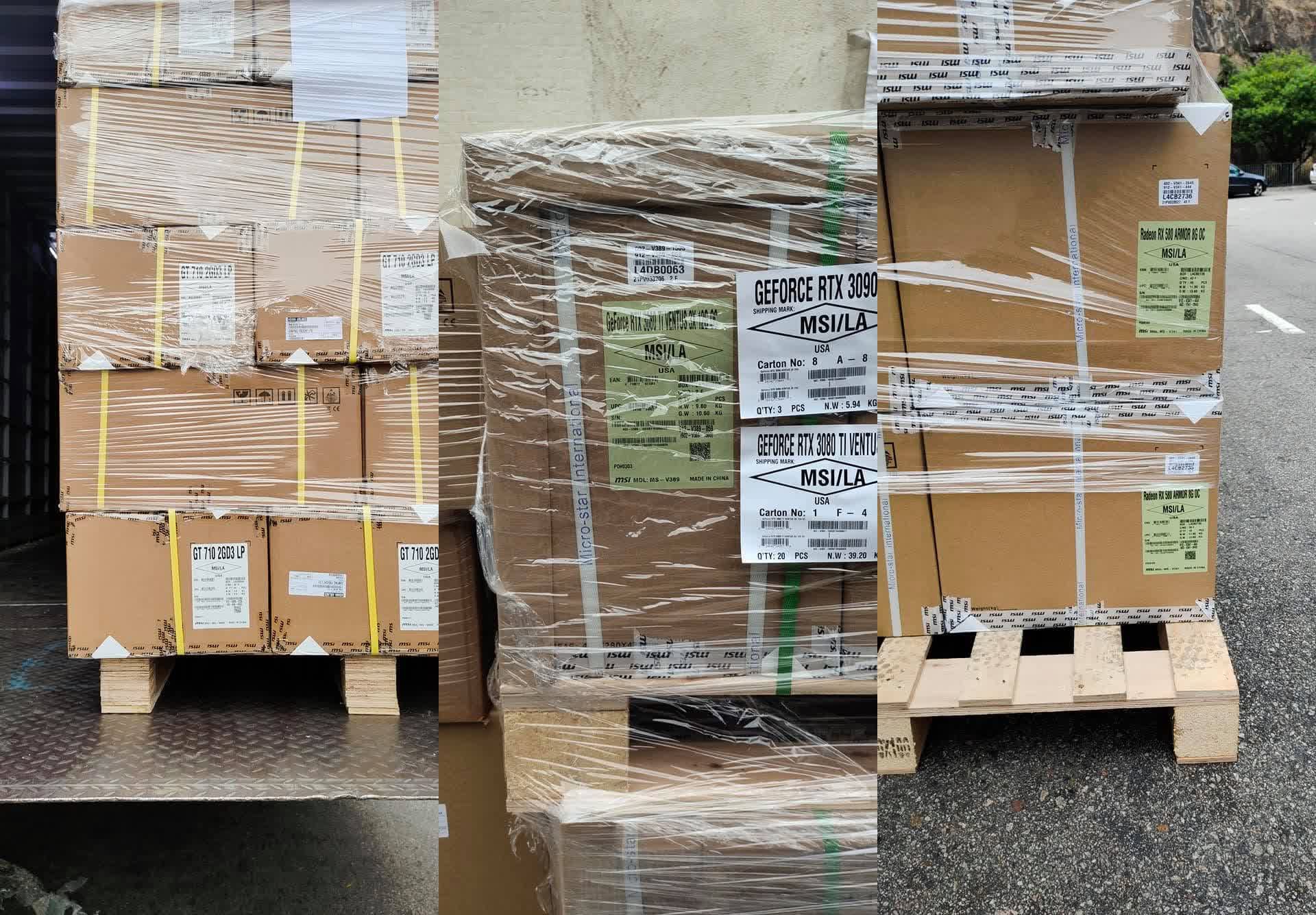 Des cartons de cartes RTX 3080 Ti 12 Go ont été photographiés en route pour Los Angeles 2 Des boitiers de GPU RTX 3080 Ti 12 Go ont