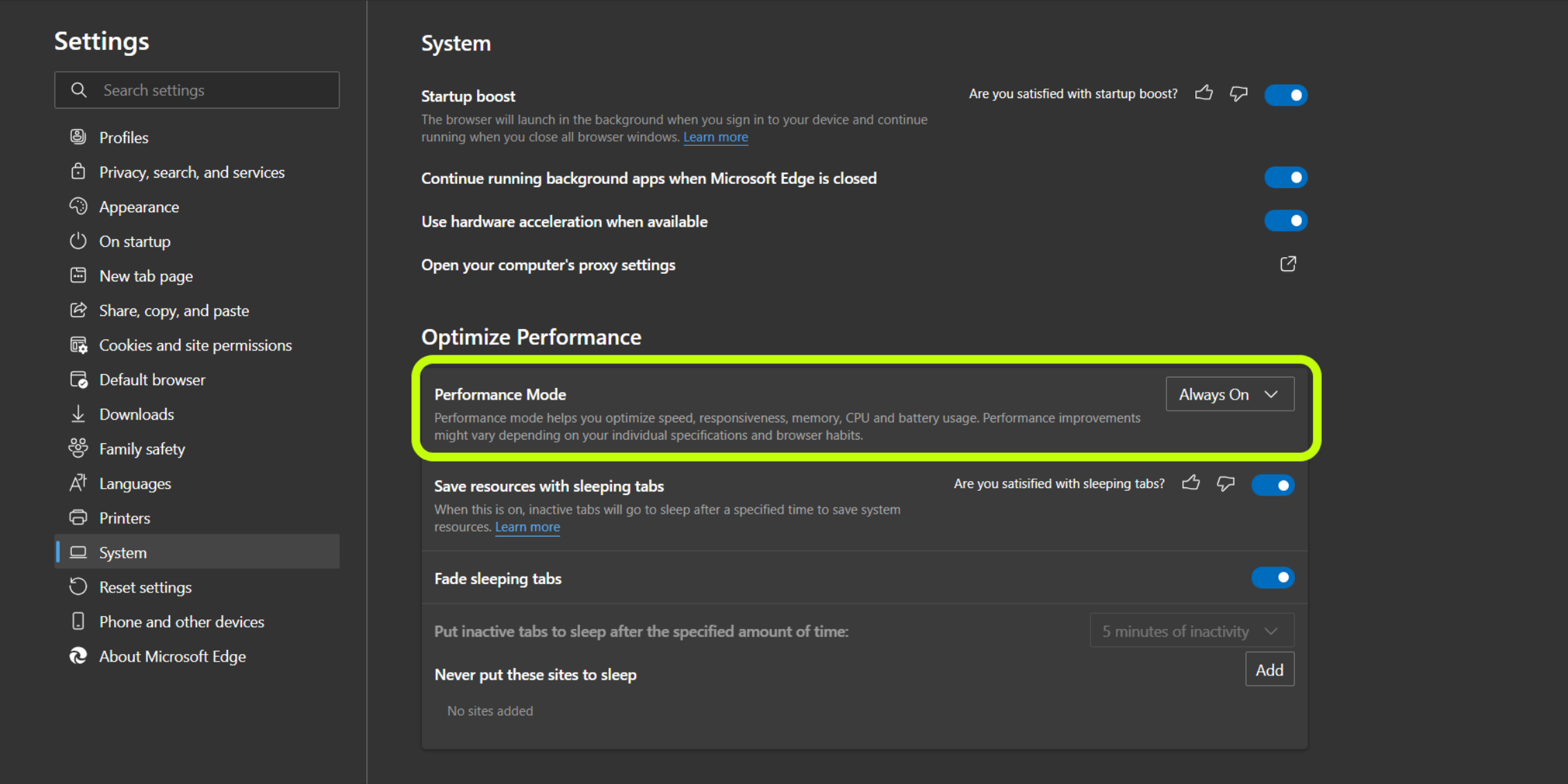 Le navigateur Edge de Microsoft obtient un mode Performance pour optimiser l'utilisation des ressources 2 Le navigateur Edge de Microsoft obtient un mode Performance pour