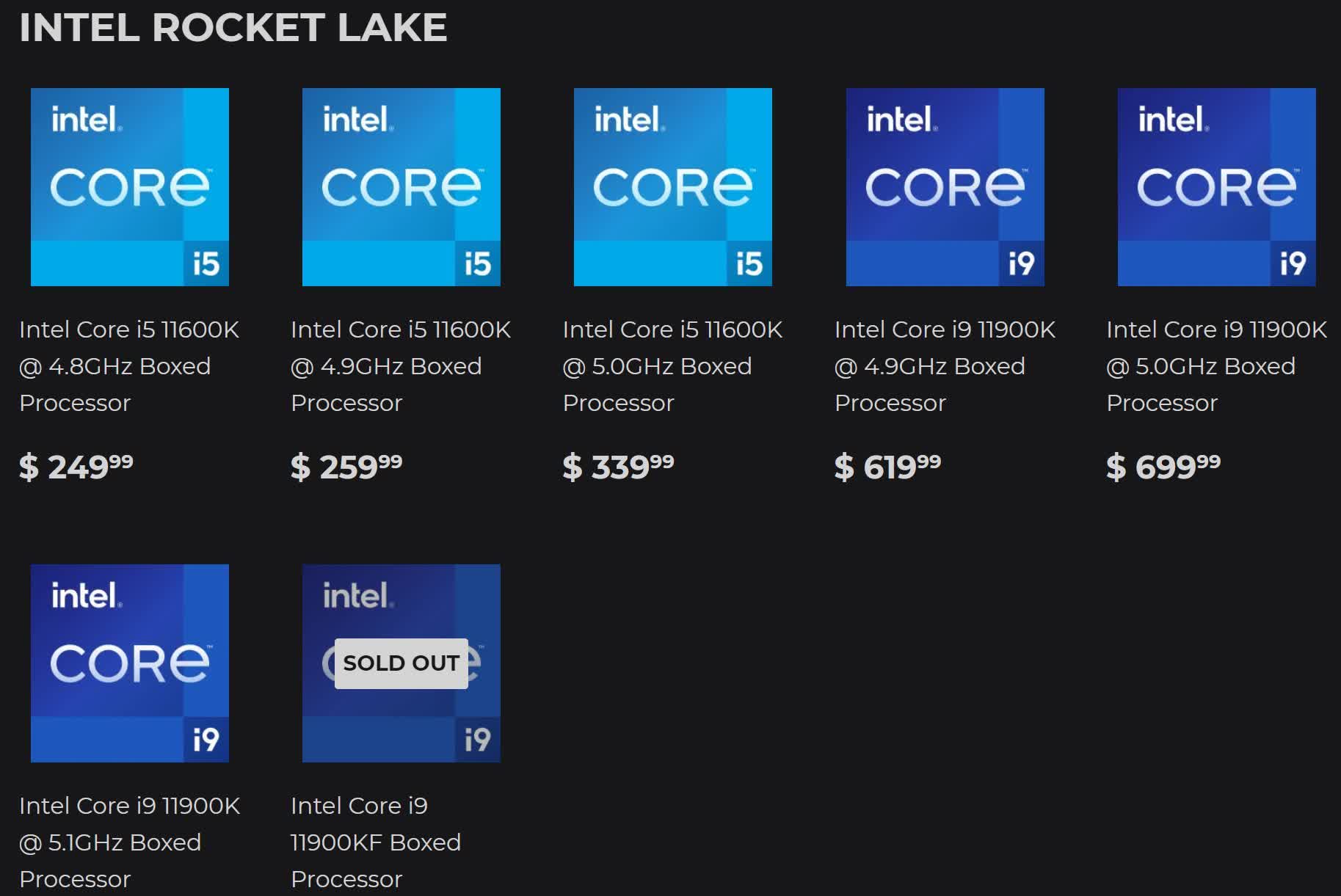Les prix d'Intel Rocket Lake baissent, des puces pré-groupées sont disponibles; Comet Lake devient encore moins cher 2 Les prix dIntel Rocket Lake baissent des puces pre groupees sont