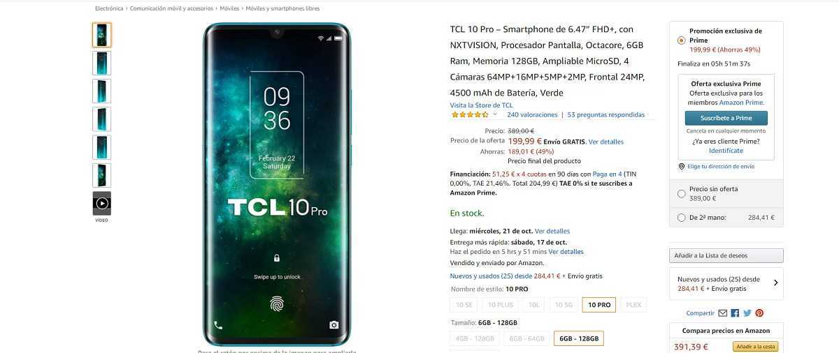 Un excellent milieu de gamme proposé: TCL 10 Pro à 199 euros Un excellent milieu de gamme proposé: TCL 10 Pro à 199 euros