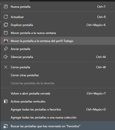 Vous pouvez désormais déplacer des onglets entre les profils Microsoft Edge 2 La nouvelle option pour déplacer les onglets dans Edge