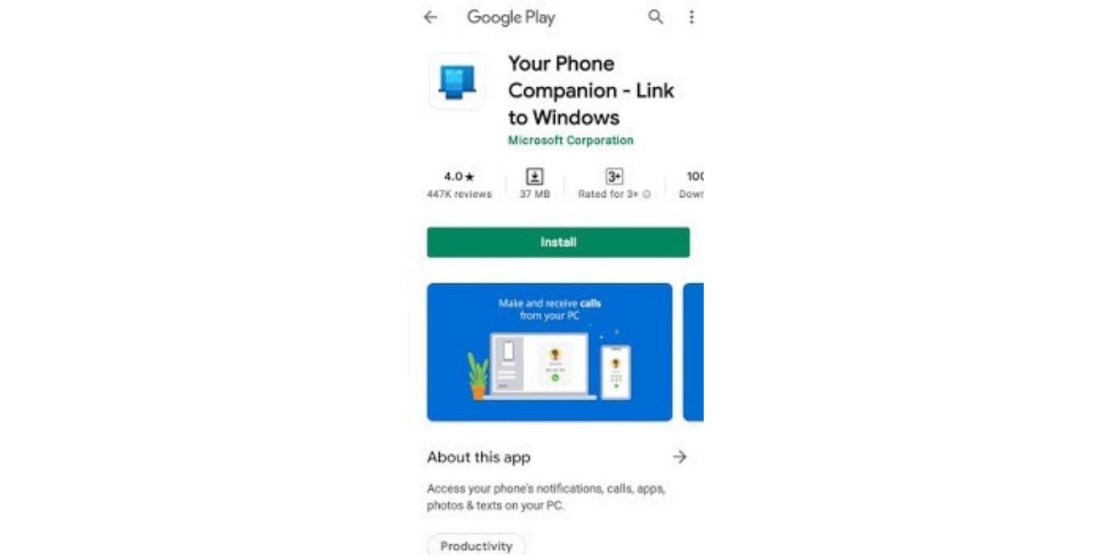 Comment envoyer (et recevoir) des messages sur un ordinateur portable ou un PC 4 Capture d'écran de l'application de votre téléphone sur le Play Store