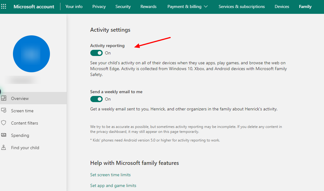Comment utiliser le contrôle parental sur Windows 10 9 capture d'écran du rapport d'activité dans le contrôle parental de Windows 10