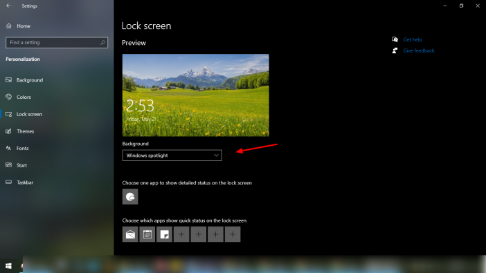 Comment désactiver les publicités sur votre écran de verrouillage Windows 10 6 capture d'écran du menu déroulant dans les paramètres de Windows 10