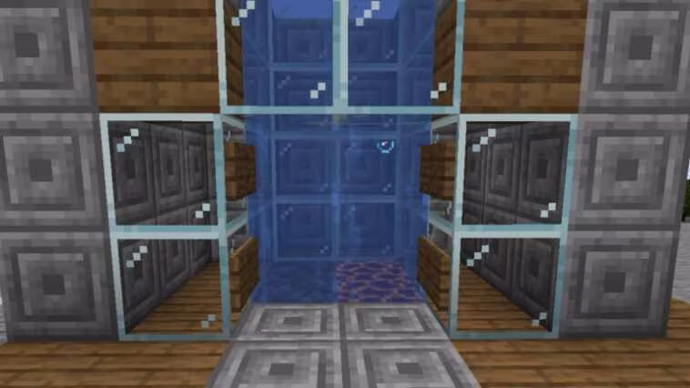 Comment faire un ascenseur à bulles dans Minecraft 1 A water elevator in Minecraft.