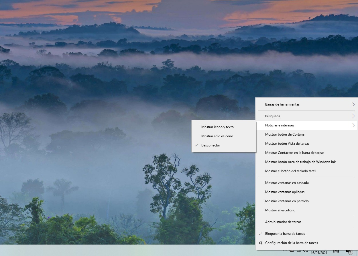 Comment supprimer le widget météo de la barre des tâches de Windows 10 2 Désactiver les actualités et les centres d'intérêt dans Windows 10