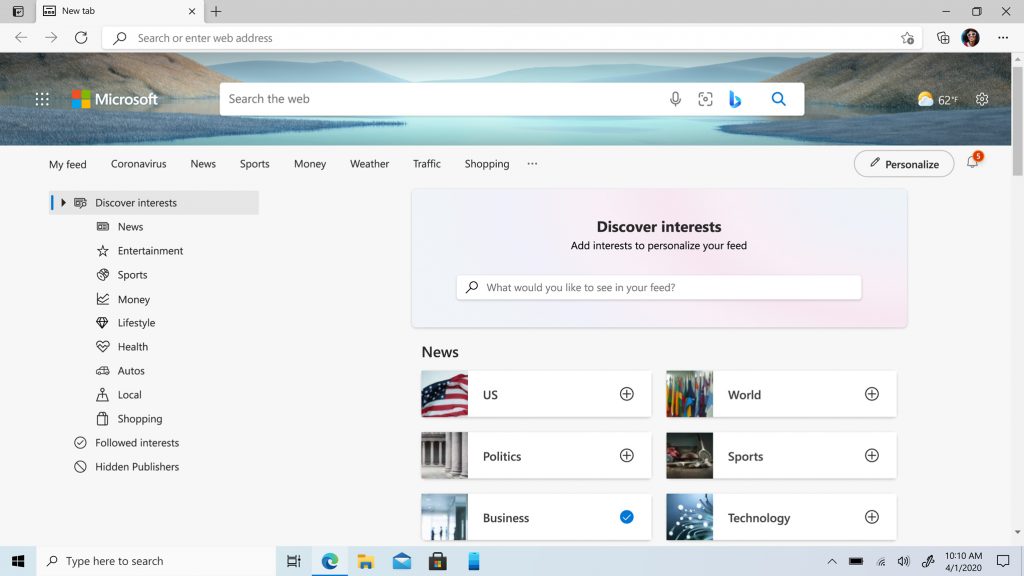 Personnaliser la page Nouvel onglet Edge
