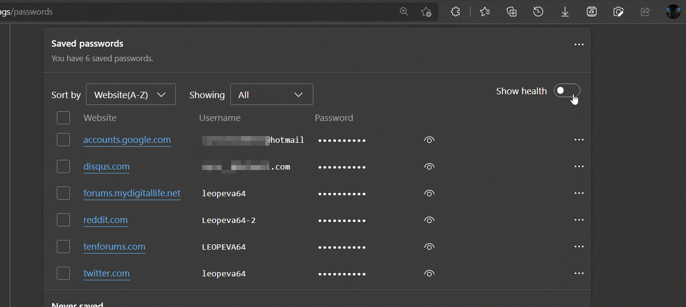 Edge nous informera de la force de nos mots de passe 2 Le nouveau visualiseur de mots de passe dans Edge