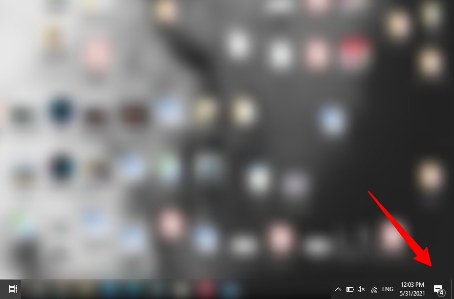 Cómo usar y configurar el Centro de actividades en Windows 10 3 Captura de pantalla del icono del centro de acción en Windows 10