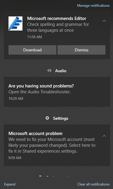 Cómo usar y configurar el Centro de actividades en Windows 10 4 Notificaciones en el Centro de actividades en Windows 10