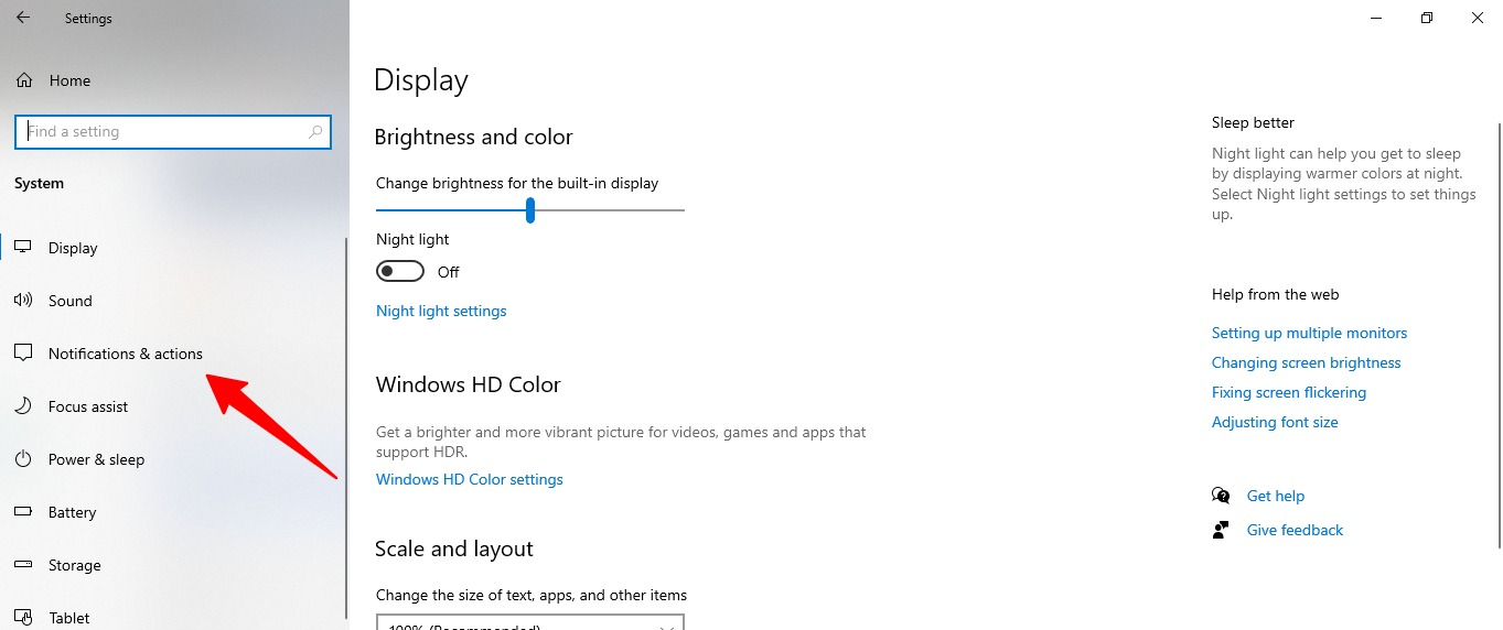 Cómo usar y configurar el Centro de actividades en Windows 10 8 Captura de pantalla de la pestaña Notificaciones y acciones en la configuración de Windows 10