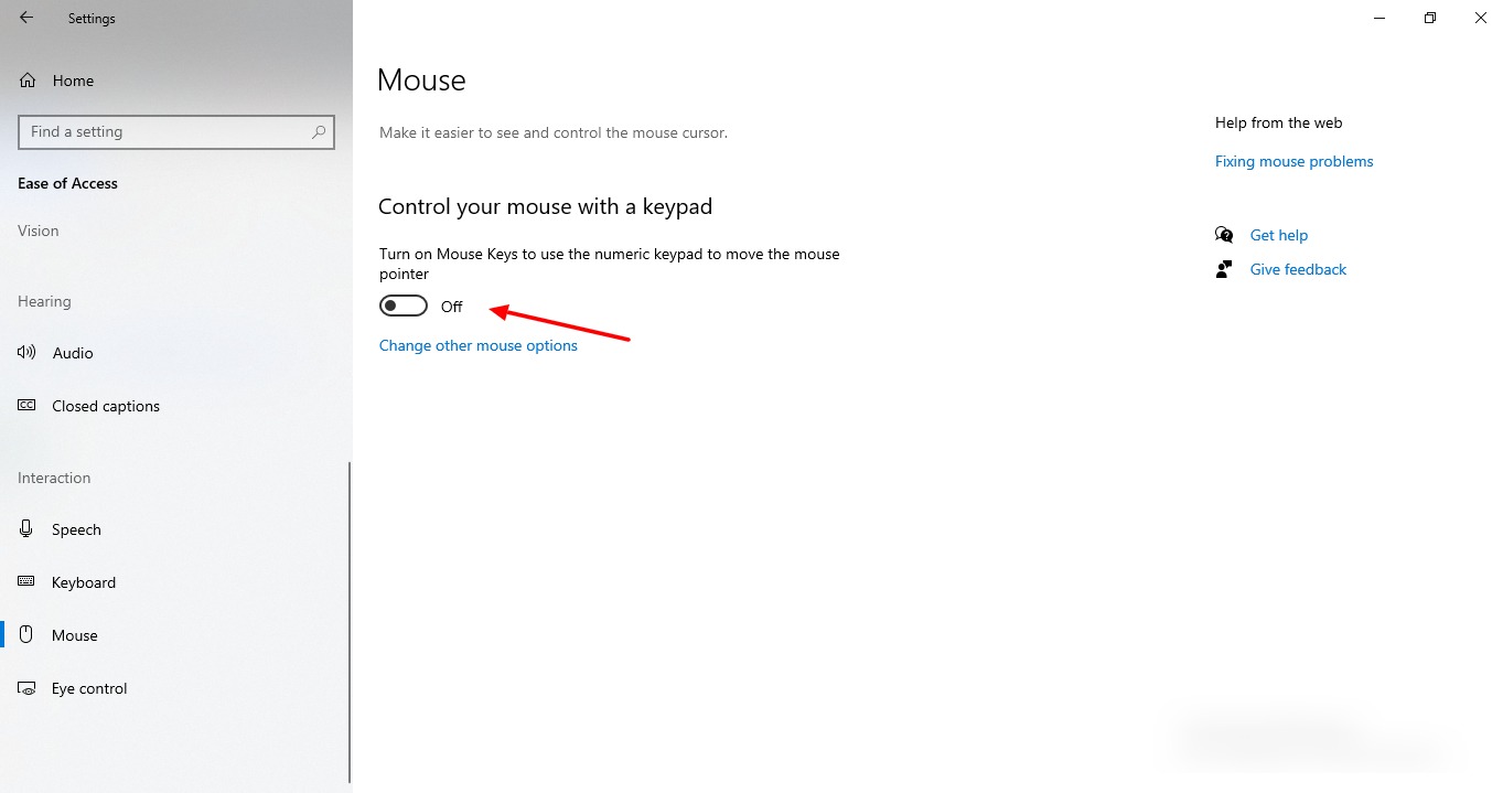 Cómo administrar las funciones de accesibilidad en Windows 10 8 Captura de pantalla de la funcionalidad del mouse en Windows 10
