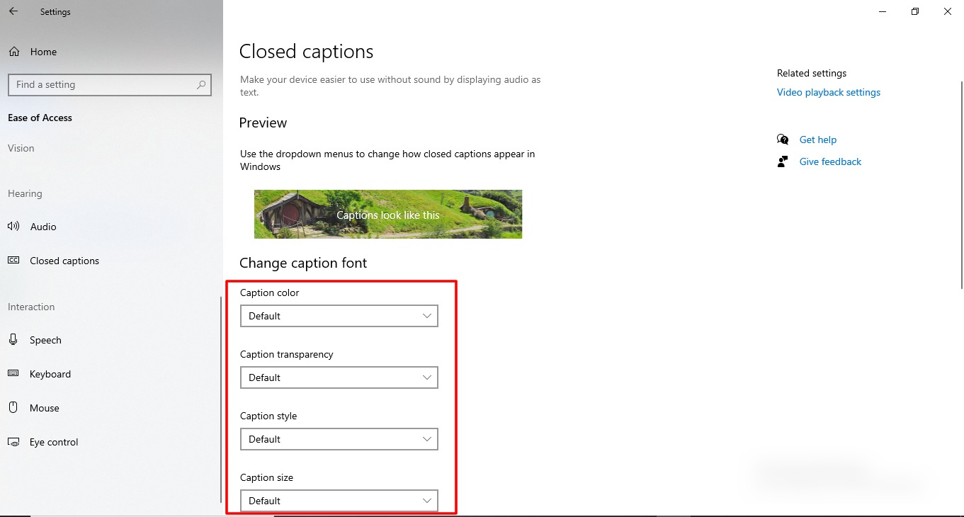 Cómo administrar las funciones de accesibilidad en Windows 10 15 Captura de pantalla de la función de subtítulos en Windows 10