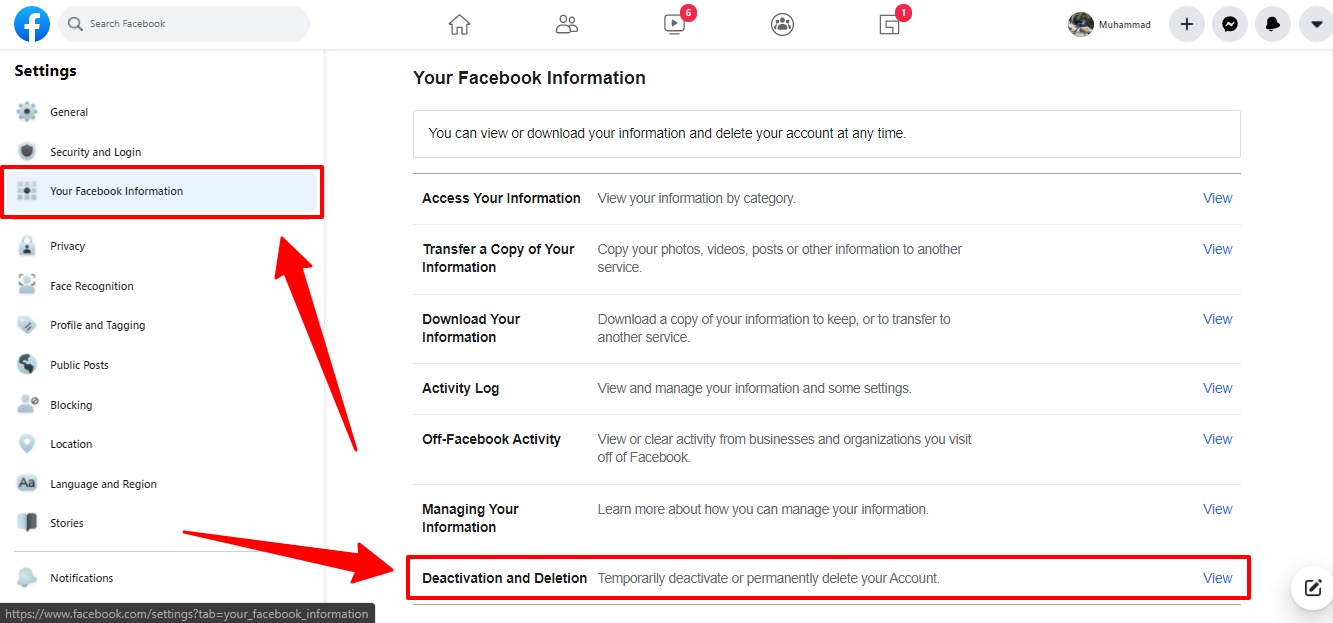 Comment désactiver ou désactiver un compte Facebook 3 Vos informations sur Facebook