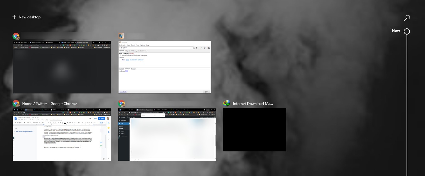 Comment utiliser plusieurs bureaux dans Windows 10 3 Capture d'écran de plusieurs onglets dans la vue des tâches dans Windows 10