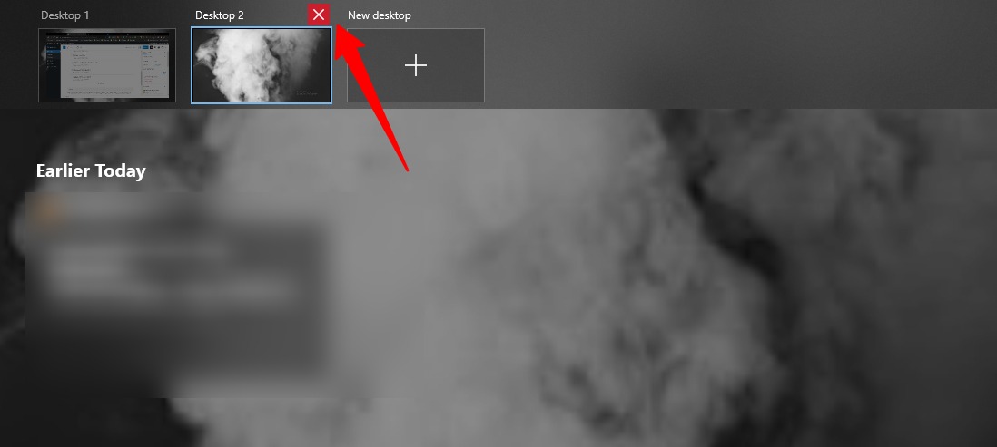 Comment utiliser plusieurs bureaux dans Windows 10 5 Capture d'écran de Supprimer le bureau dans la vue des tâches de Windows 10