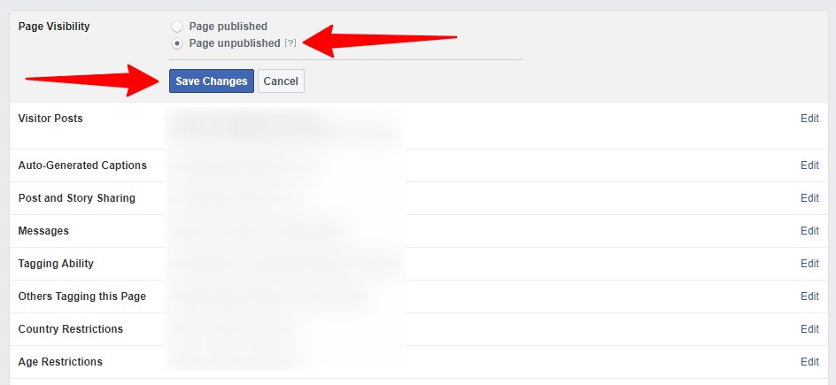 Comment dépublier une page Facebook 4 sélectionnez dépublier et enregistrez les modifications sur la page dépublier