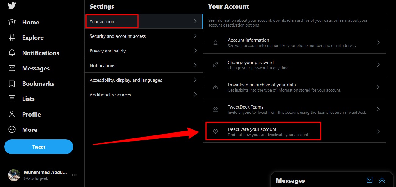 Cómo desactivar o eliminar una cuenta de Twitter 5 Desactivar cuenta de twitter