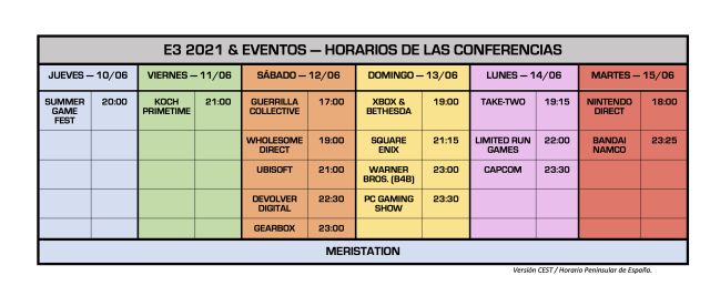 E3 2021: calendario, horarios y fecha de las 4 conferencias E3 2021