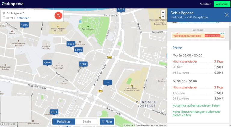 Trouver une place de parking : voici comment ça marche avec GPS et smartphone (presque toujours) 3 Trouver une place de parking - avec Parkopedia, c'est assez facile. (Capture d'écran)