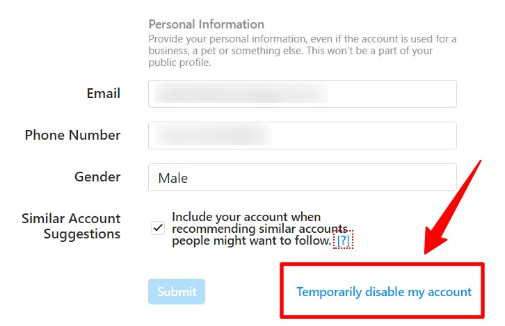 Comment désactiver ou supprimer un compte Instagram 5 désactiver temporairement le compte Instagram